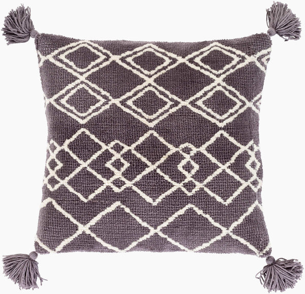 Surya Braith Handmade 18" Accent Pillow Kit - Unique Cotton-polyester Knitted Design For Your Space Charcoal Polyester,Cotton Brh003-1818