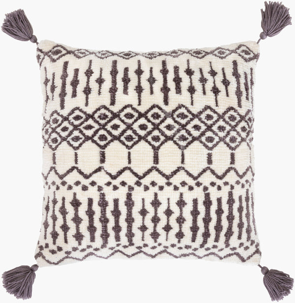 Surya Braith Handmade 18" Accent Pillow Kit - Unique Cotton-polyester Knitted Design For Your Space Charcoal Polyester,Cotton Brh006-1818p