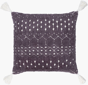 Surya Braith Handmade 18" Accent Pillow Kit - Unique Cotton-polyester Knitted Design For Your Space Gray Polyester,Cotton Brh007-2020d
