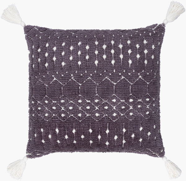 Surya Braith Handmade 18" Accent Pillow Kit - Unique Cotton-polyester Knitted Design For Your Space Gray Polyester,Cotton Brh007-2020d