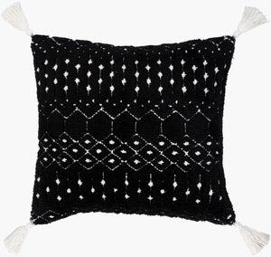 Surya Braith Handmade 18" Accent Pillow Kit - Unique Cotton-polyester Knitted Design For Your Space Black Polyester,Cotton Brh008-2020