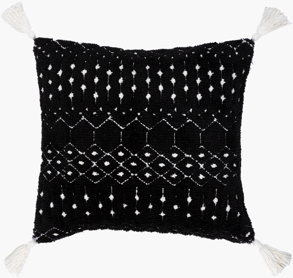 Surya Braith Handmade 18" Accent Pillow Kit - Unique Cotton-polyester Knitted Design For Your Space Black Polyester,Cotton Brh008-2020