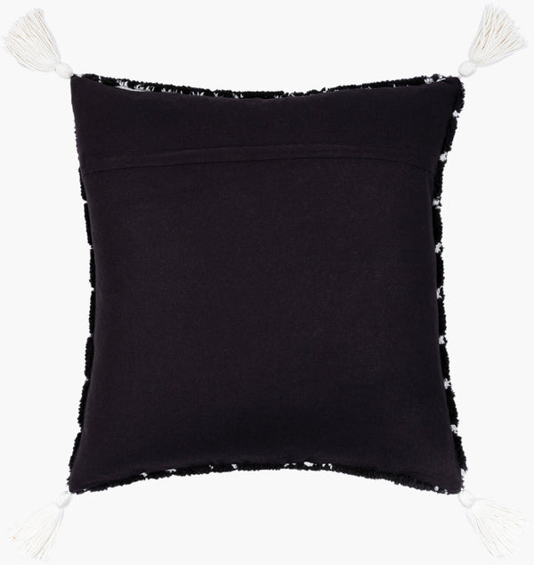 Surya Braith Handmade 18" Accent Pillow Kit - Unique Cotton-polyester Knitted Design For Your Space Black Polyester,Cotton Brh008-2020