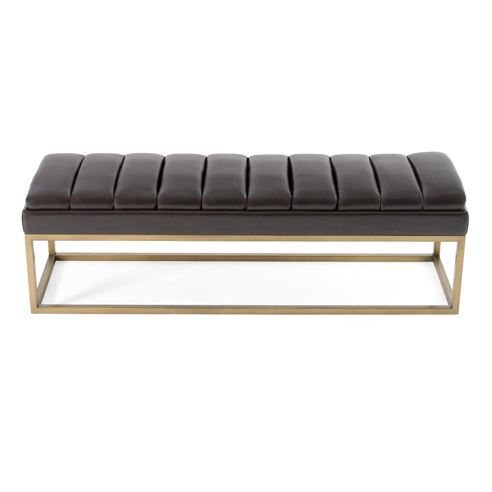 Vig Furniture Modrest Bridger - Luxurious Black Vegan Leather Dining Bench With Elegant Brass Frame Design Black  Vgga-8667be-blk