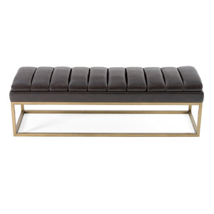 Vig Furniture Modrest Bridger - Luxurious Black Vegan Leather Dining Bench With Elegant Brass Frame Design Black  Vgga-8667be-blk