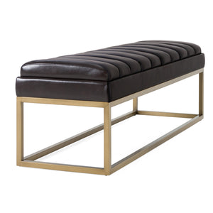 Vig Furniture Modrest Bridger - Luxurious Black Vegan Leather Dining Bench With Elegant Brass Frame Design Black  Vgga-8667be-blk