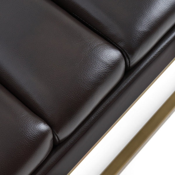 Vig Furniture Modrest Bridger - Luxurious Black Vegan Leather Dining Bench With Elegant Brass Frame Design Black  Vgga-8667be-blk