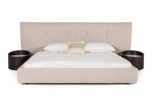 VIG Furniture Brittany Eastern King Modern Grey Fabric Bed With Padded Headboard, Sturdy Frame, Low-Profile Design VGBBLA1603-EK