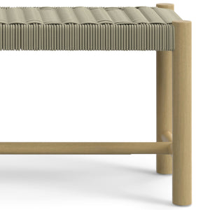 English Elm Dahlia Outdoor Indoor Bench - Handcrafted Acacia Wood With Weather-Resistant Natural Taupe Rope B136P159358
