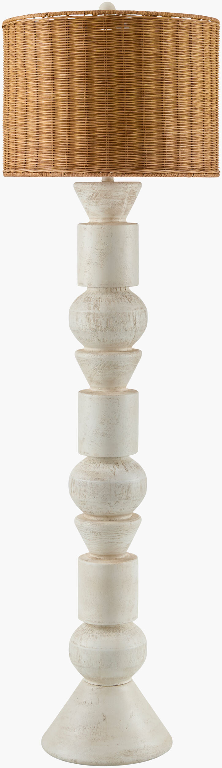 Surya Berekua 62" Rustic Accent Floor Lamp With Stylish Linen Shade & Rattan Lining For Cozy Ambiance Body, White,Shade, Brown,Finial, White,Harp, Metallic ,Gold,Cord, Translucent Resin,Linen,Rattan,Plastic Brk-001