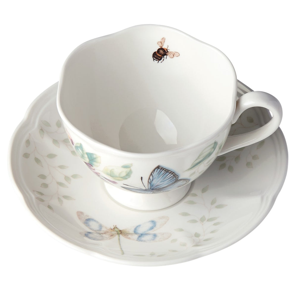 Lenox Butterfly Meadow Blue Cup and Saucer Multi, WHITE PORCELAIN 812098