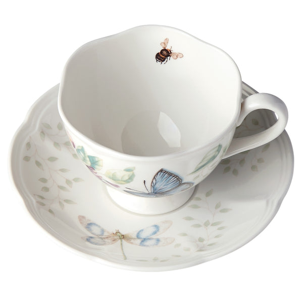 Lenox Butterfly Meadow Blue Cup and Saucer Multi, WHITE PORCELAIN 812098