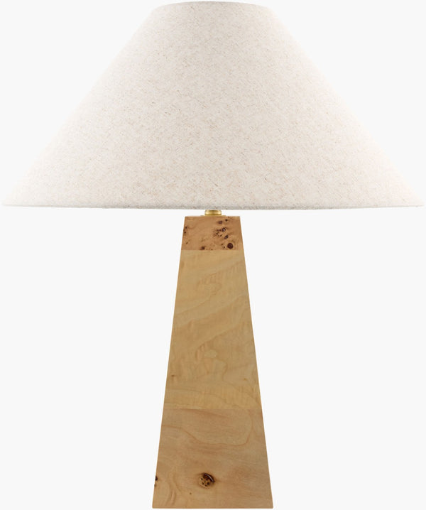 Surya Burlen Mid-century Metal Base Table Lamp with Linen Shade and Felt Accent Detail BRLN-001