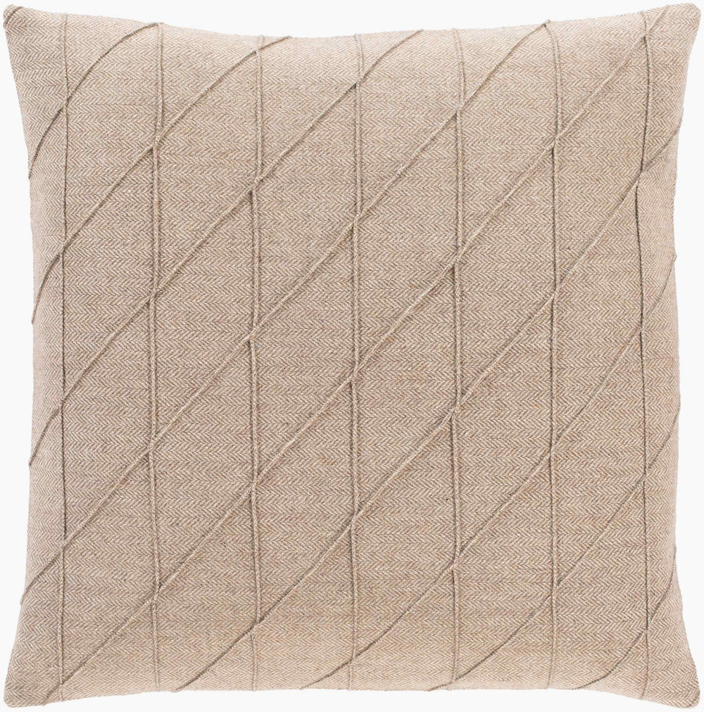 Surya Brenley 20" Luxury Accent Pillow - Elegant Wool Blend Decor For Cozy Living Spaces, Easy Care! Medium Brown Polyester,Wool,Nylon,Polyester,Wool,Nylon Brn004-2222