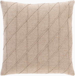 Surya Brenley 20" Luxury Accent Pillow - Elegant Wool Blend Decor For Cozy Living Spaces, Easy Care! Medium Brown Polyester,Wool,Nylon,Polyester,Wool,Nylon Brn004-2222