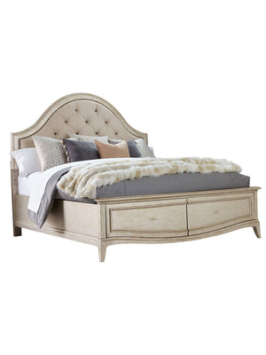 A.R.T. Furniture Starlite Glamour Bed With Elegant Gold Accents And Spacious Footboard Drawers For Stylish Storage Silver, Silver Parawood Solids,Primavera Veneer,Foam,Fabric,Metal 406165-2227s2