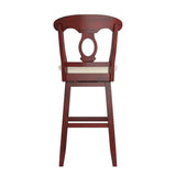 Homelegance By Top-Line Juliette Napoleon Back Wood Swivel Bar Stool Red Rubberwood