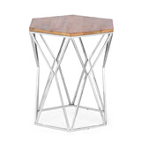 Christopher Knight Home® - Noble House - Cowger Rustic Glam Handcrafted Mango Wood Side Table, Walnut and Polished Nickel