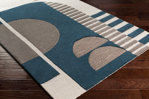 Livabliss Brooklyn Hand-tufted Wool Accent Rug with High Low Pile for Modern Entryways Teal, Beige 8'10" x 12' BRO2303-81012
