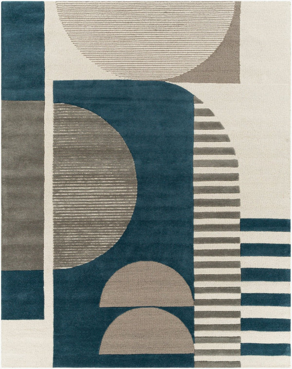 Livabliss Brooklyn Hand-tufted Wool Accent Rug with High Low Pile for Modern Entryways Teal, Beige 8' x 10' BRO2303-810