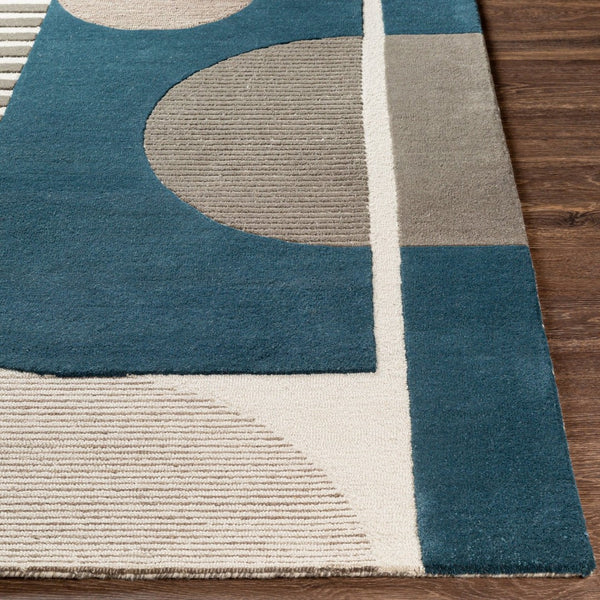 Livabliss Brooklyn Hand-tufted Wool Accent Rug with High Low Pile for Modern Entryways Teal, Beige 8'10" x 12' BRO2303-81012