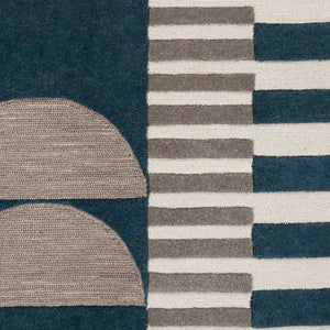 Livabliss Brooklyn Hand-tufted Wool Accent Rug with High Low Pile for Modern Entryways Teal, Beige 8'10" x 12' BRO2303-81012
