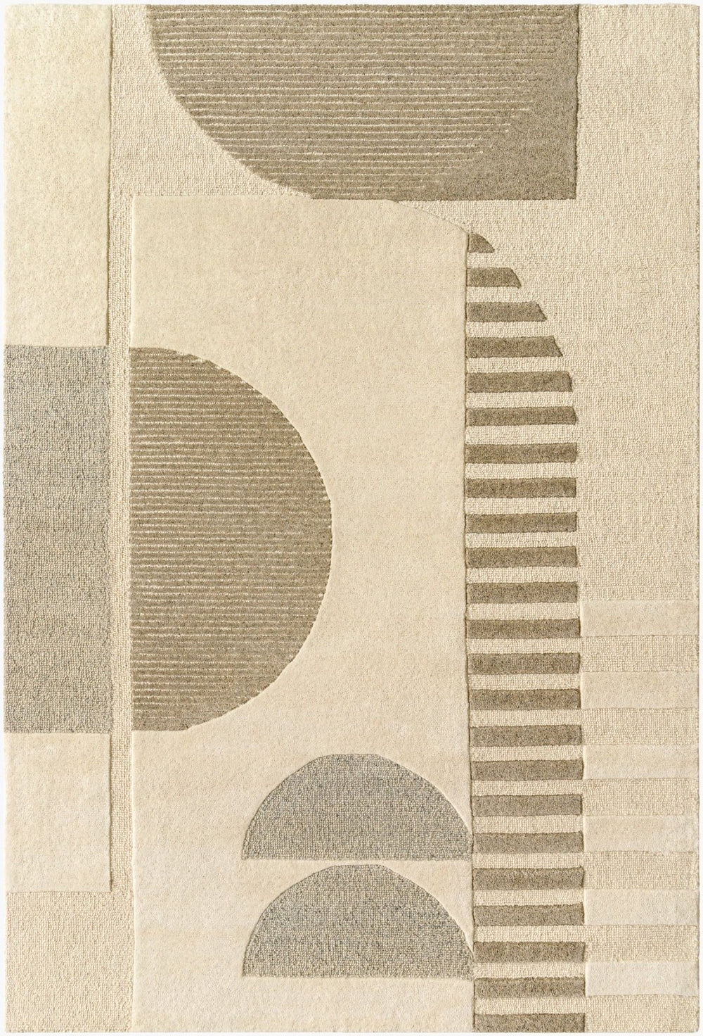 Livabliss Brooklyn Hand Tufted Wool Accent Rug with High Low Pile for Entryway or Bedside Cream, Seafoam 5' x 7'6" BRO2310-576