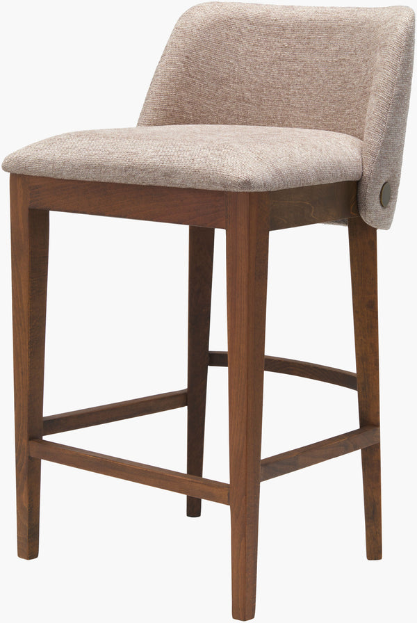 Surya Brooke Stylish 34"H Counter Stool With Soft Upholstery And Elegant Beechwood Base For Comfort Upholstery, Medium Brown,Base, Wheat Polyester,Beechwood,Polyurethane Foam Brok002-342020