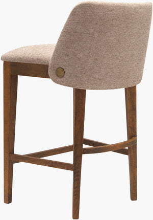 Surya Brooke Stylish 34"H Counter Stool With Soft Upholstery And Elegant Beechwood Base For Comfort Upholstery, Medium Brown,Base, Wheat Polyester,Beechwood,Polyurethane Foam Brok002-342020