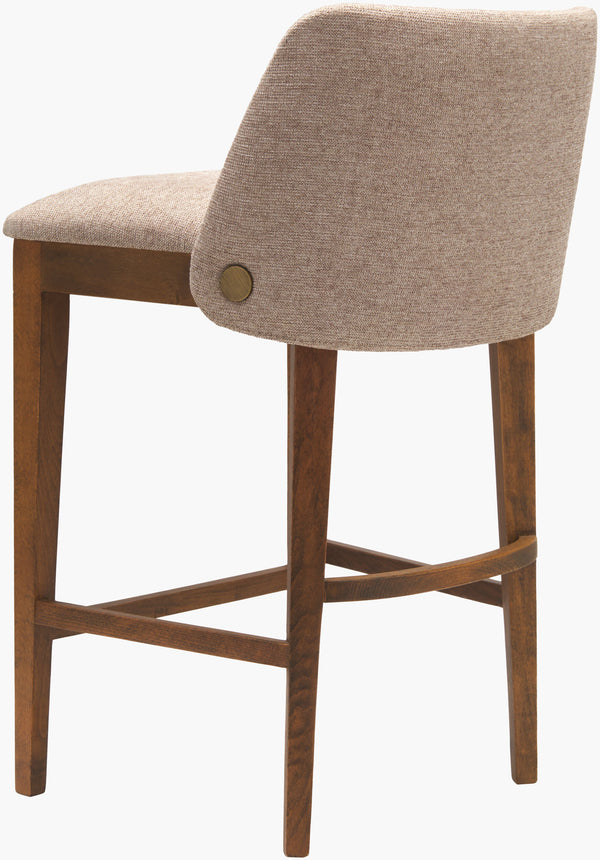 Surya Brooke Stylish 34"H Counter Stool With Soft Upholstery And Elegant Beechwood Base For Comfort Upholstery, Medium Brown,Base, Wheat Polyester,Beechwood,Polyurethane Foam Brok002-342020