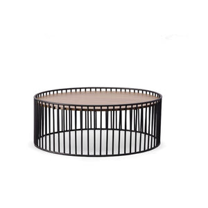 VIG Furniture Bronson Round Walnut Coffee Table 36" Mid-Century Modern 36-Inches Top Black Metal Base, No Assembly VGMAMIT-5224-COF