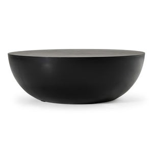 VIG Furniture Bronte Sculptural Round Concrete Table — Matte Modern Drum-Base Accent For Indoor & Outdoor Living Spaces Black Coffee Table VGGR-615020-BLK