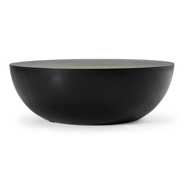 VIG Furniture Bronte Sculptural Round Concrete Table — Matte Modern Drum-Base Accent For Indoor & Outdoor Living Spaces Black Coffee Table VGGR-615020-BLK