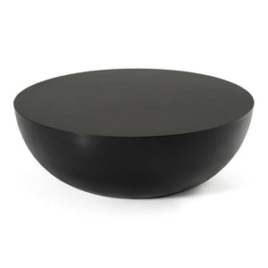 VIG Furniture Bronte Sculptural Round Concrete Table — Matte Modern Drum-Base Accent For Indoor & Outdoor Living Spaces Black Coffee Table VGGR-615020-BLK