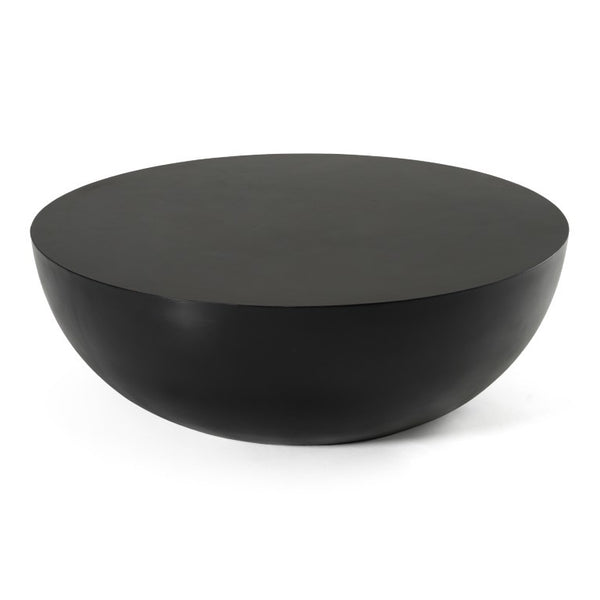 VIG Furniture Bronte Sculptural Round Concrete Table — Matte Modern Drum-Base Accent For Indoor & Outdoor Living Spaces Black Coffee Table VGGR-615020-BLK