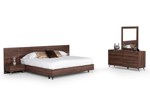 VIG Furniture Brooklyn Italian Walnut Dresser With Six Soft-Close Drawers, Stainless Steel Accents, Modern Elegance VGACBROOKLYN-DRSR