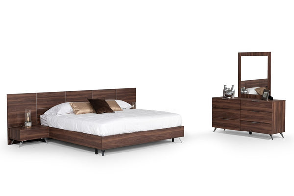 VIG Furniture Brooklyn Italian Walnut Dresser With Six Soft-Close Drawers, Stainless Steel Accents, Modern Elegance VGACBROOKLYN-DRSR