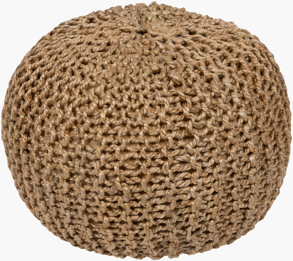 Livabliss Bermuda Jute Knitted Pouf Natural Woven Footrest for Living Room or Reading Nook BRPF-001