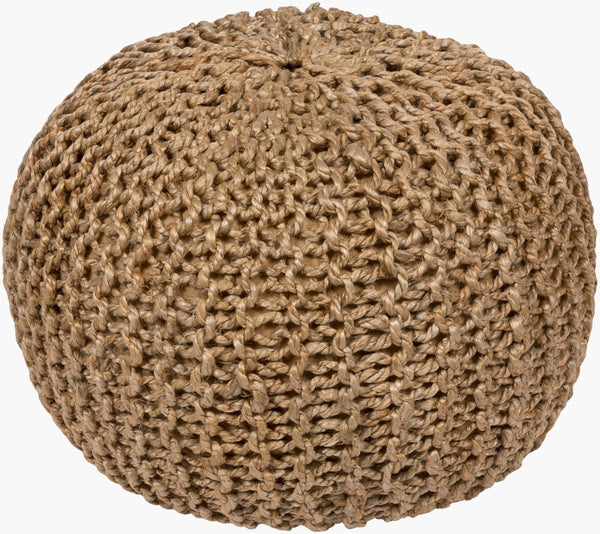 Livabliss Bermuda Jute Knitted Pouf Natural Woven Footrest for Living Room or Reading Nook BRPF-001