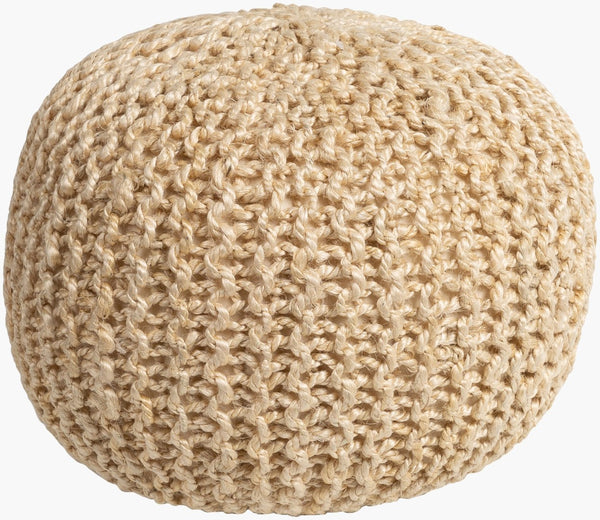 Livabliss Bermuda Knitted Jute Pouf Handcrafted Bohemian Footrest for Living Room or Bedroom BRPF004-202014