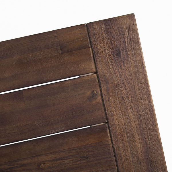 English Elm Dark Acacia Slatted Dining Bench Handcrafted with Iron Frame for Farmhouse Spaces Brown White 54562.00SBRN