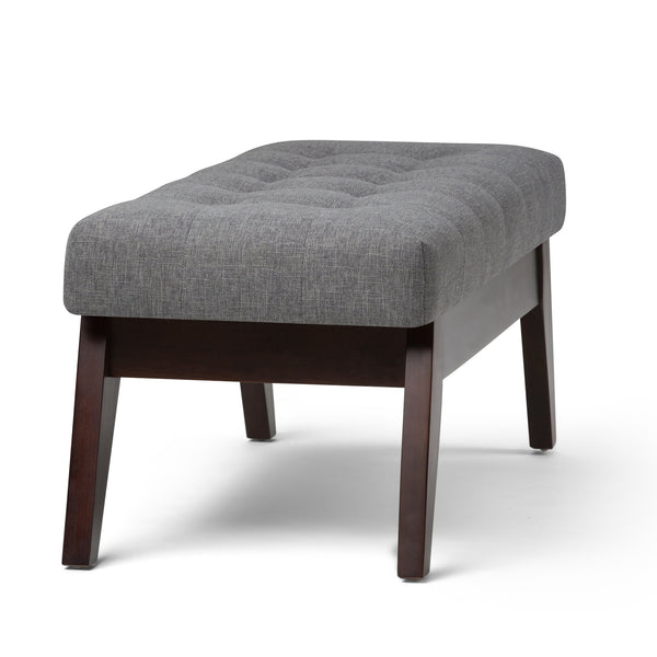 English Elm Draper - Stylish Mid-Century Tufted Ottoman Bench In Slate Grey For Versatile Home Decor Use B136P158192