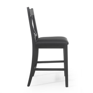 English Elm Christopher Knight Home® - COUNTER Farmhouse X-Back Counter Height Chair Set of 2 in Black Faux Leather Upholstery, Rustic Charm 69008.00BLK