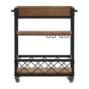 Homelegance By Top-Line Rafferty Rustic Serving Cart Oak Wood