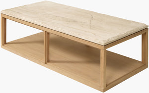 Surya Britta Rectangular Wood Coffee Table Low Profile Transitional Style for Living Room BRTA002-172656