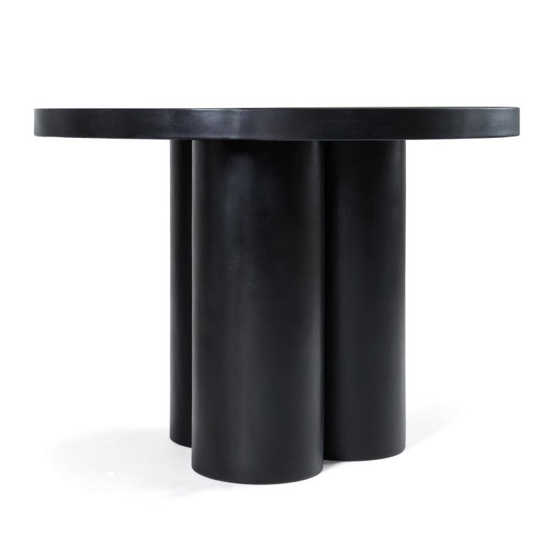 VIG Furniture Bruni Concrete Round Table With Matte Sculptural Top & Three-Leg Pedestal—Industrial Minimalist Charm Black Dining Table VGGR-623810-BLK