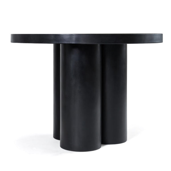 VIG Furniture Bruni Concrete Round Table With Matte Sculptural Top & Three-Leg Pedestal—Industrial Minimalist Charm Black Dining Table VGGR-623810-BLK