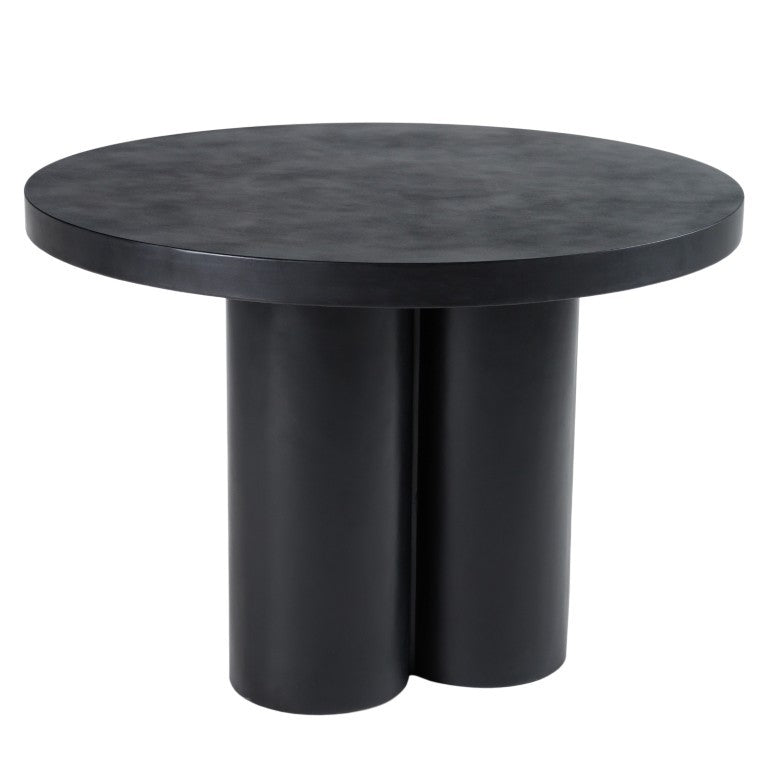 VIG Furniture Bruni Concrete Round Table With Matte Sculptural Top & Three-Leg Pedestal—Industrial Minimalist Charm Black Dining Table VGGR-623810-BLK