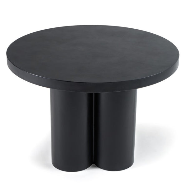 VIG Furniture Bruni Concrete Round Table With Matte Sculptural Top & Three-Leg Pedestal—Industrial Minimalist Charm Black Dining Table VGGR-623810-BLK