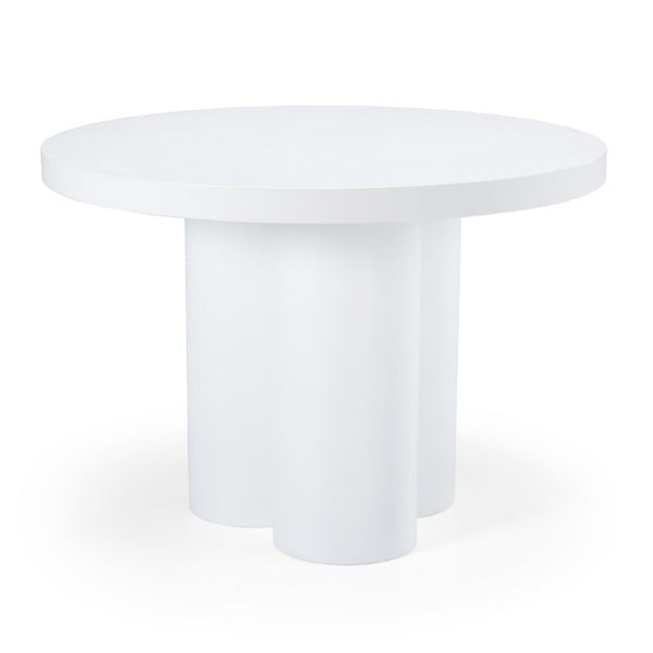 VIG Furniture Bruni Concrete Round Table With Matte Sculptural Top & Three-Leg Pedestal—Industrial Minimalist Charm White Dining Table VGGR-623810-WHT